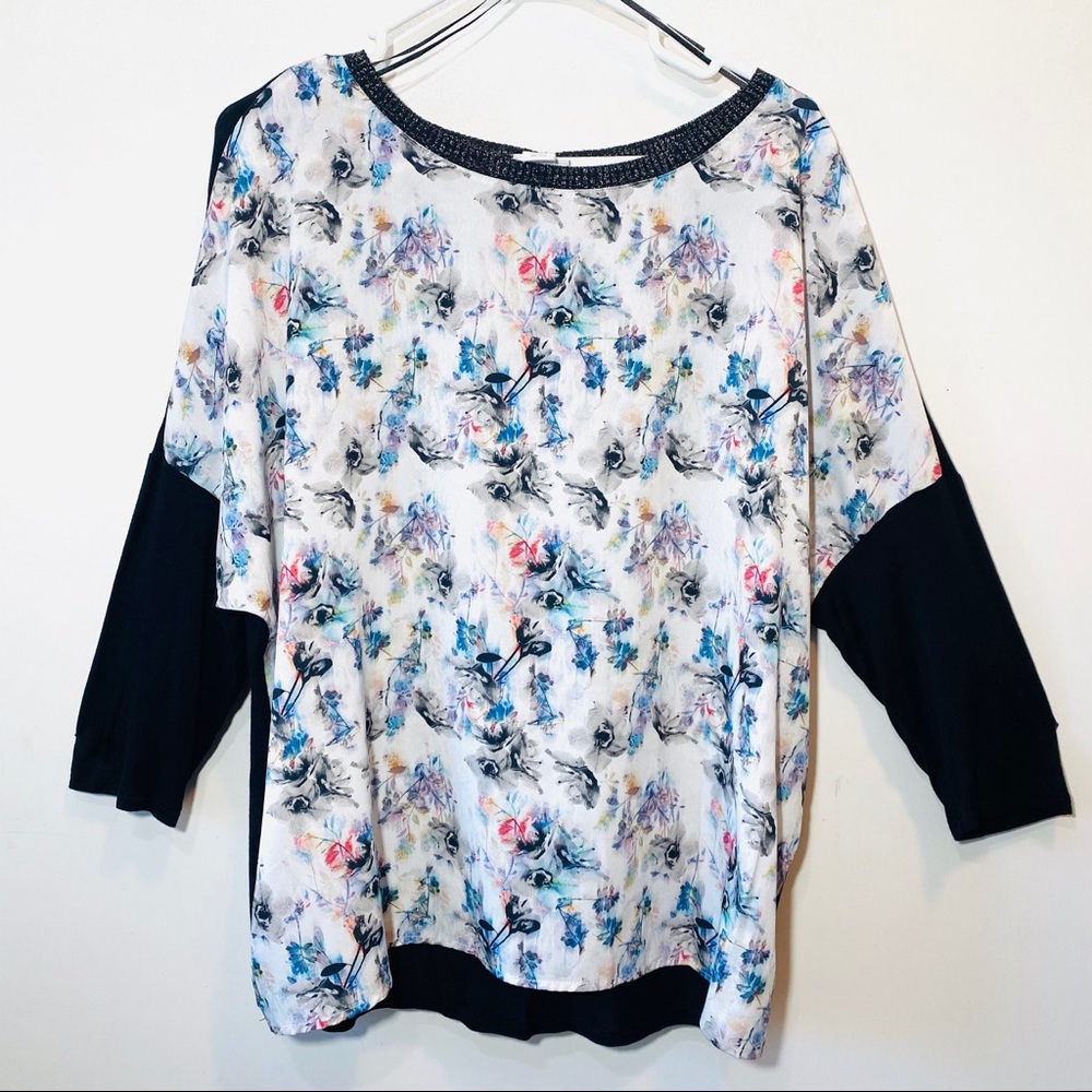 Floral Flow Sheer Chiffon Dress Top Work Shirt D93